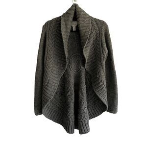 Talbots Collection Wool Chunky Knit Cardigan Sweater Grey S